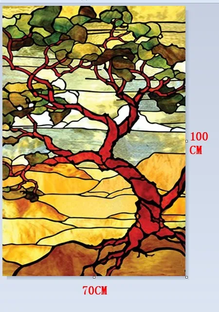 70cm by 100cm Европейская церковная мозаика, стеклянная пленка, витражное окно, непрозрачная наклейка, самоклеющаяся/статическая, цепляется, Декор, уединение, на заказ, размер дерева - Цвет: 70cm by 100cm