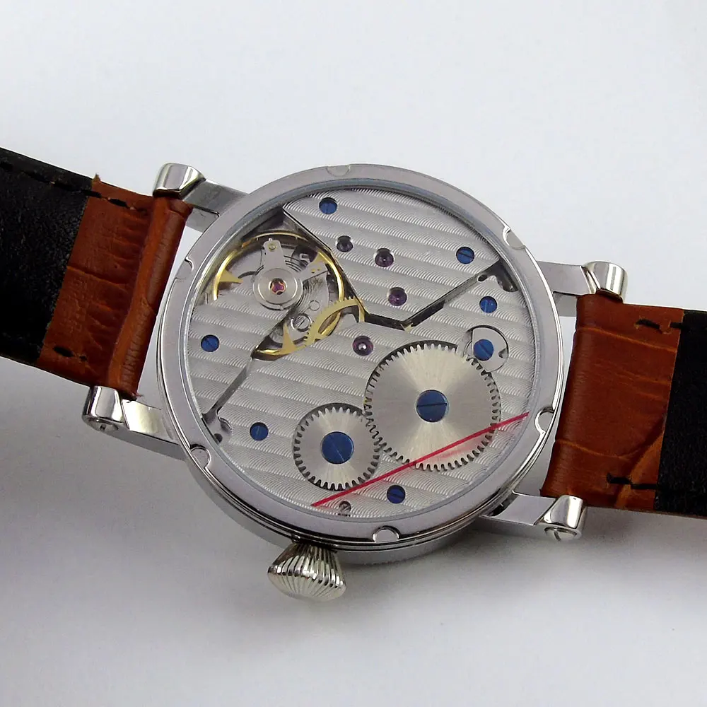 42 мм parnis розовый циферблат SS чехол gmt Moon Phase кожаный ремешок с ручным заводом