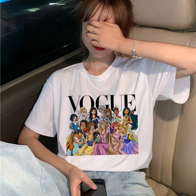 Vogue Harajuku Ullzang Футболка женская забавная мультяшная принцесса футболка 90s графическая Эстетическая Футболка Модные кавайные футболки женские