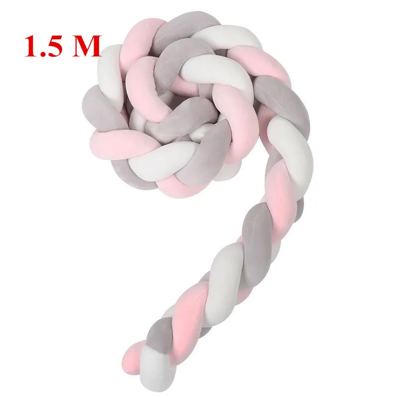 Gray White Pink 1.5M Trenza Cuna Bebe Детская кроватка бампер в кроватку Тур де ЛИТ Bebe Tresse новорожденная Детская кровать бампер узел/протектор Warkocz Do Lozeczk - Цвет: Gray White Pink 1.5M
