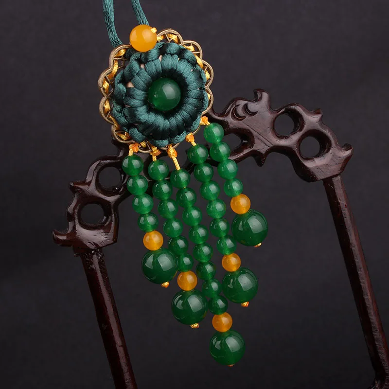 Модное ожерелье с кулоном в этническом стиле хризопразы зеленого цвета ручной