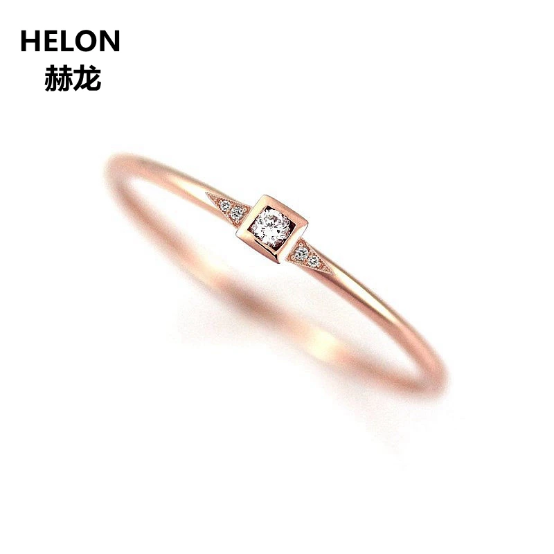

Solid 14k Rose Gold Natural Diamonds Engagement Ring for Women Anniversary Wedding Band Fine Jewelry