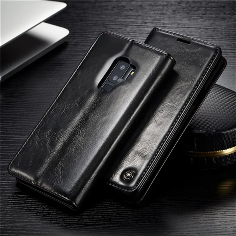 Роскошный кожаный чехол кошелек CaseMe для телефона Samsung S10 lite S9 S8 Plus Магнитный