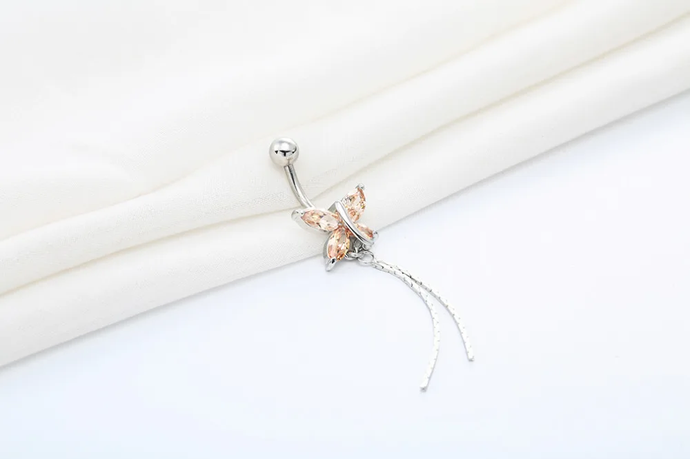 Kinitial кольца для пупка индийское украшение тела коричневый кубический цирконий