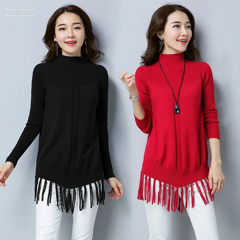 Осень-зима туника топы водолазка пуловеры для женщин длинный рукав повседневный