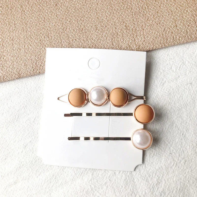 New Cute Colorful Pearl Barrettes For Women Students 3pcs/set Leopard Print Hairgrips Hair Stylings Jewelry Haircut | Украшения и