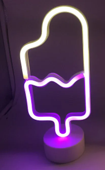 Popsicle Светодиодный неоновый светильник, неоновая вывеска, ночной Светильник для мороженого, s, настольная лампа, кондитерский дисплей, для праздника, креативного магазина, для дома, для девочек, для украшения спальни - Испускаемый цвет: Popsicle