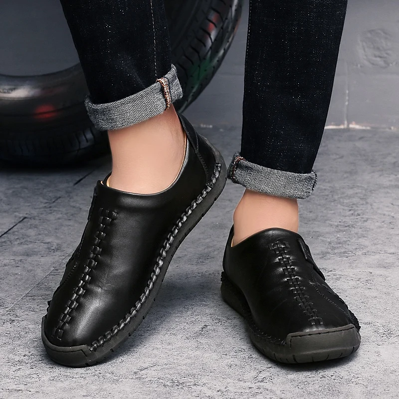 Winter Men Shoes Leather Loafers Mens Moccasins Flats Low Slip On Casual Fashion High Top Big Size 2019 New | Обувь