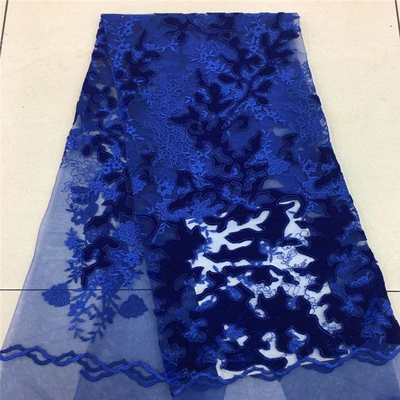Latest Royal Blue French Nigerian Laces Fabrics High Quality Tulle African Fabric Wedding Lace | Дом и сад
