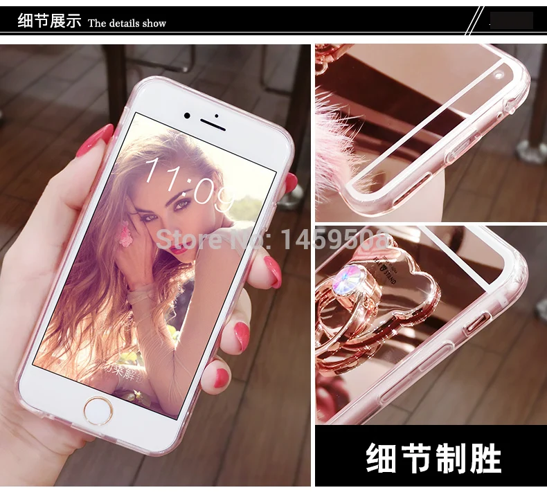 Soft Mirror Case For Huawei P30 P8 P9 P10 P20 Lite Mate 10 20 Pro Nova 2 Plus 3 3i Bear Ring stand Fax Hair Ball Cover |