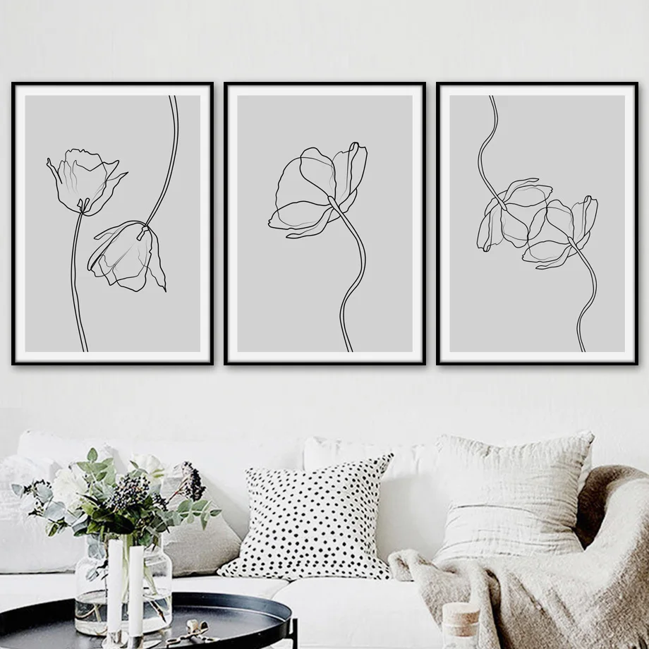 

Abstract Geometric Curve Flower Line Wall Art Canvas Painting Nordic Posters And Prints Wall Pictures For Living Room Wall Decor