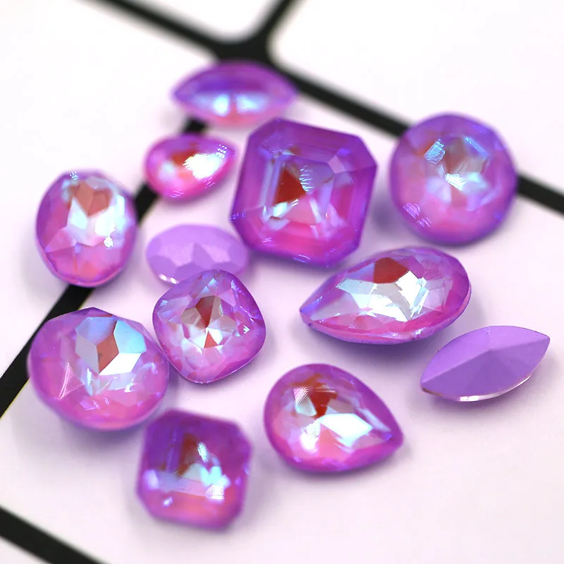 Violet Новинка! стеклянные стразы с клеем на задней стороне, высокое качество, хрустальные мокко-флуоресцентные Стразы для дизайна ногтей, аксессуары для одежды - Цвет: Violet