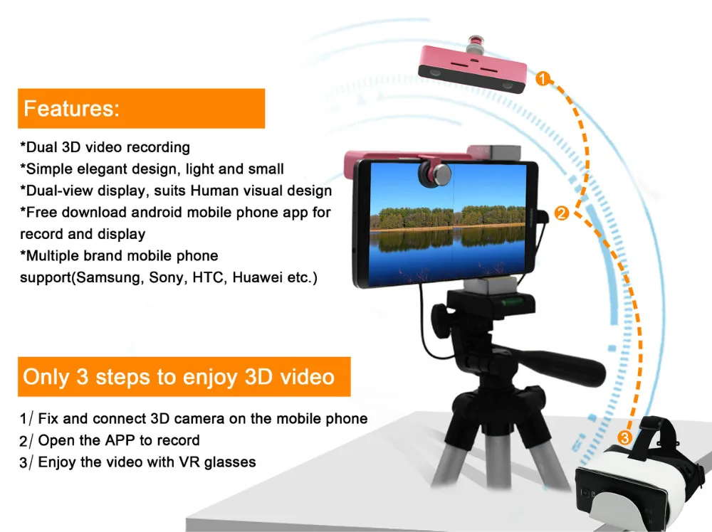 SVPRO видео Камера Широкий формат виртуальной реальности Двойной объектив HD стерео