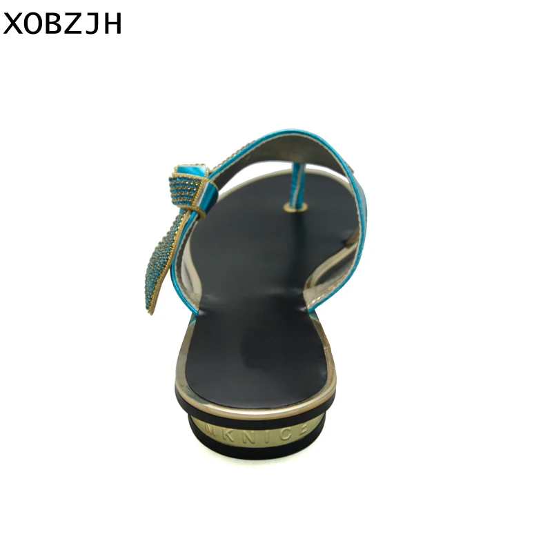 XOBZJH/2018 женские босоножки модные пикантные на плоской подошве со стразами летние