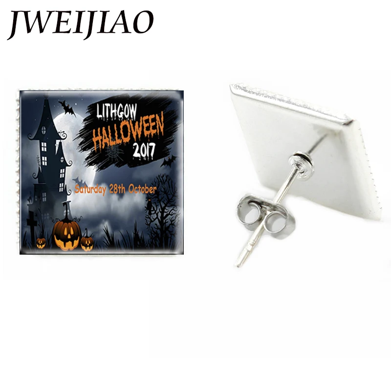 JWEIJIAO 2017 Хэллоуин с привидениями дом искусство картина серьги гвоздики