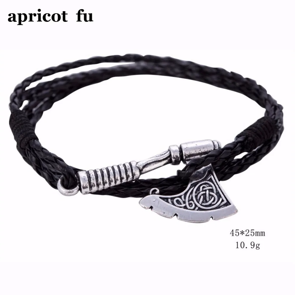 Мужской кожаный браслет с топором и якорем| |