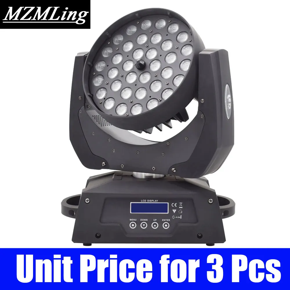 Светодиодный 36x10 Вт RGBW 4in1 стирка/зум светильник DMX512 Moving головной светильник Профессиональный DJ/бар/вечерние/шоу/сценический светильник - Цвет: Unit Price for 3 Pcs