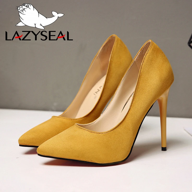 LazySeal обувь женские туфли лодочки на каблуке шпильке из искусственной замши