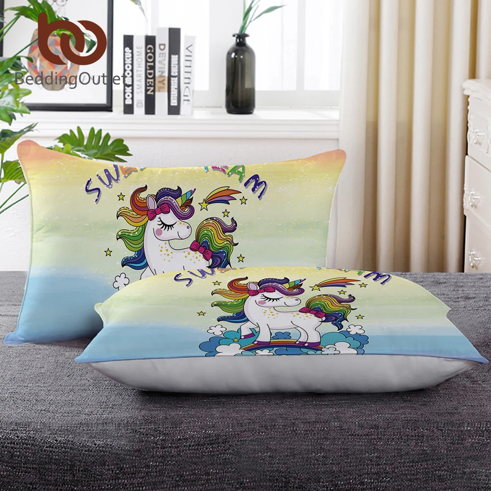 BeddingOutlet Радужная подушка для тела с единорогом мультяшная на шею сна