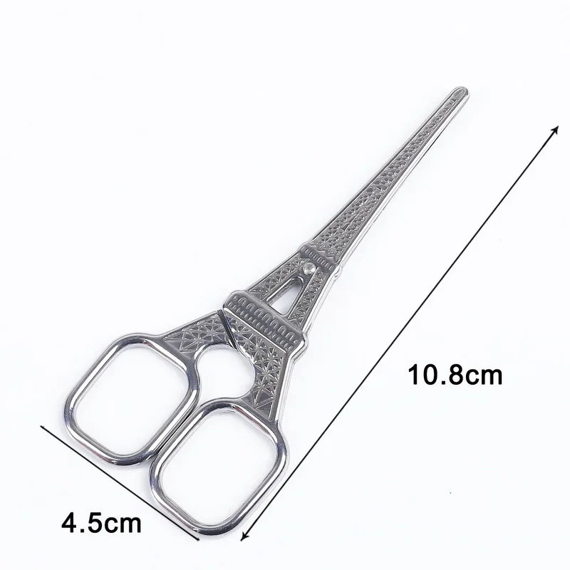 10.8cm Sliver Винтажные ножницы античный Титан Нержавеющая сталь Форма башни Цветочные Швейные ножницы для рукоделия портной ножницы ткань DIY инструмент - Цвет: 10.8cm Sliver