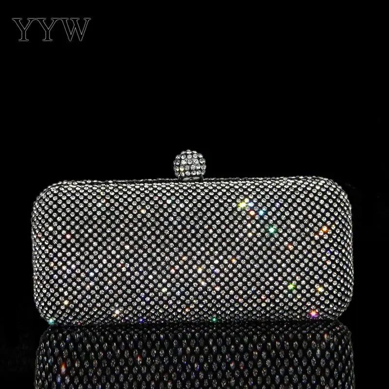Черный клатч для женщин сумочка-Багет вечерняя сумочка со стразами роскошные