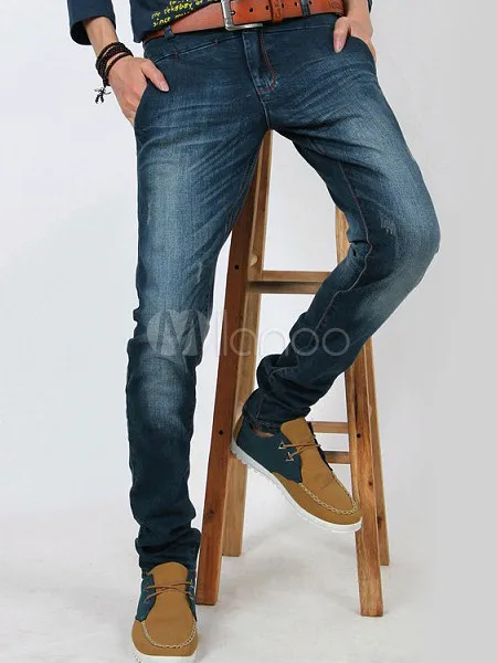 new 2014 famous brand designer Fashion Blue Pockets Solid Color Cotton Skinny Men's Jeans|fashion maternity jeans|fashion bindersjeans organic |