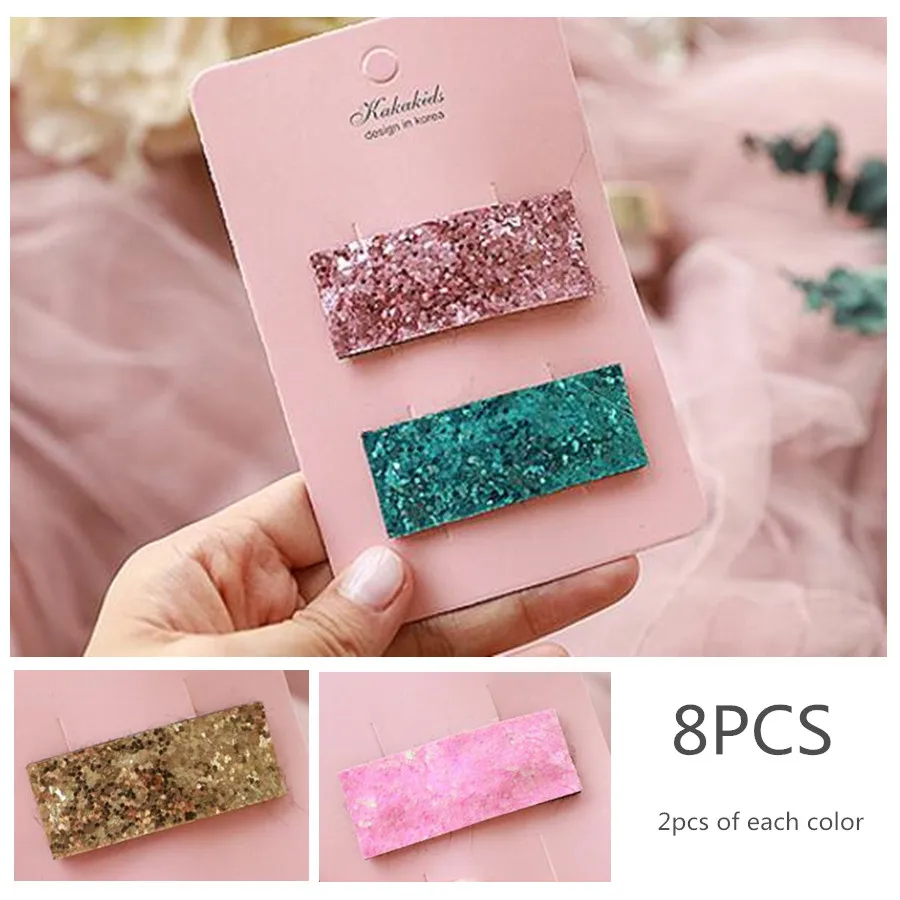 8pcs-Number 3 8 шт./лот; Новинка; блестящая заколка для волос для маленьких девочек; заколка для волос; аксессуары для волос для девочек; головной убор - Цвет: 8pcs-Number 3