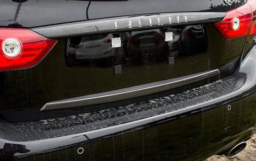 Внешние аксессуары для infiniti Q50 Q50L багажник Задняя дверь бампер из углеродного волокна декоративная защитная наклейка крышка
