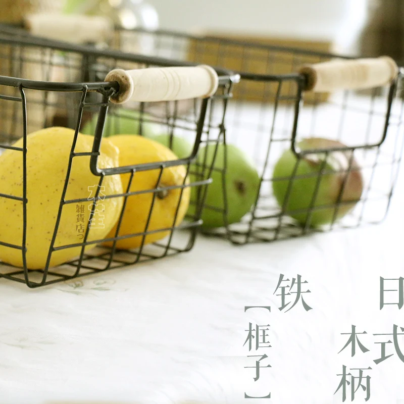 Японская Толстая Проволочная Корзина Zakka железная корзина твердая деревянная