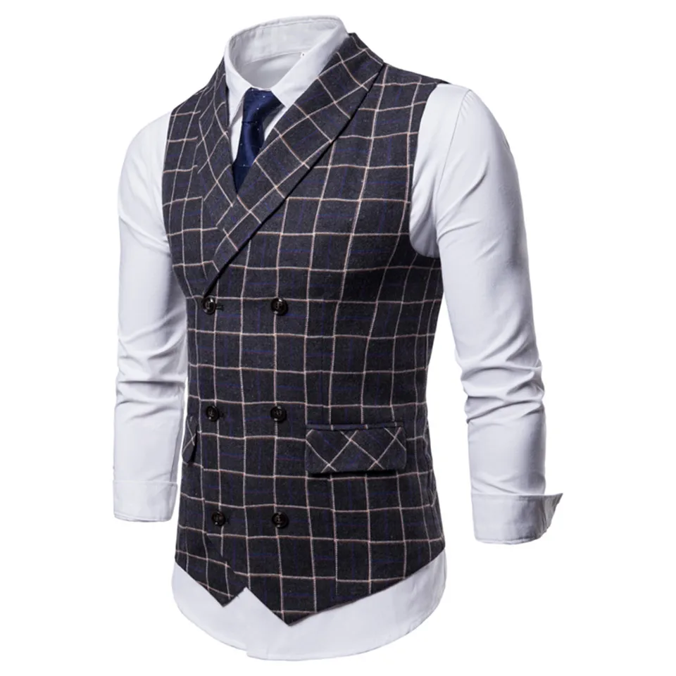 Riinr, бренд, мужской Клетчатый жилет, 3XL, 4XL, модный жилет для вечеринки, мужской жилет, английский стиль, деловой стиль, повседневный серый жилет для мужчин