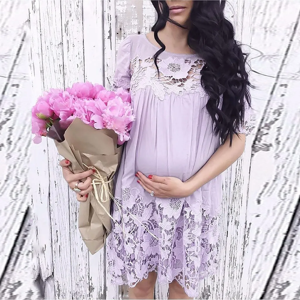 Женское платье для беременных летнее кружевное с оборками грудного