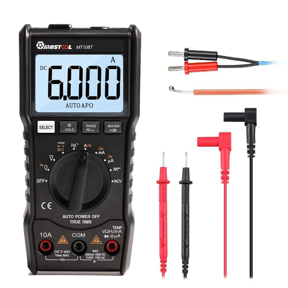 Mutool MT108T квадратный волновой выход True RMS NCV тестер температуры Цифровой мультиметр