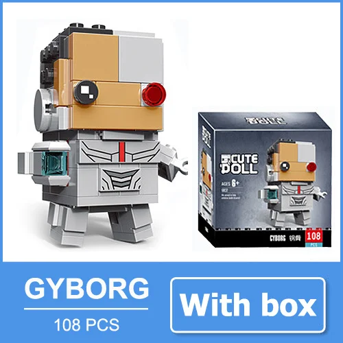 Cyborg with box Бэтмен чудо-женщина Супермен флеш-игрушки блоки мини фигурка акваман киборг кукла супергероя персонажи фильмов подарок для мужчин - Цвет: Cyborg with box