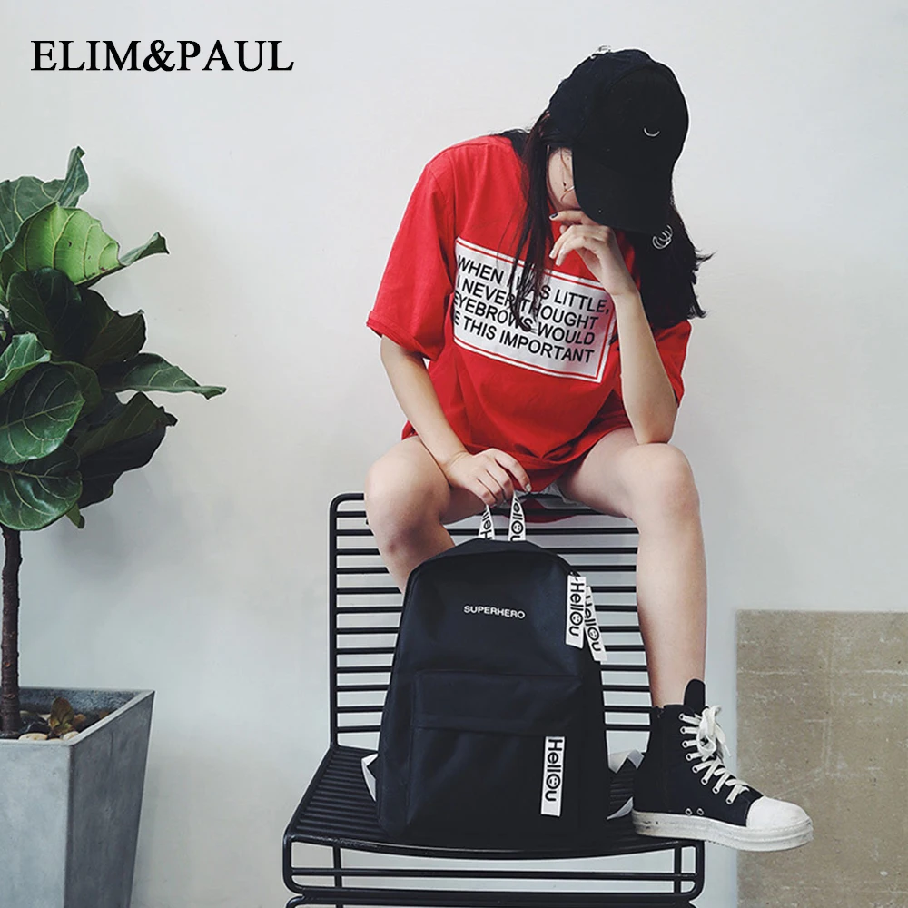 2018 new letter print fashion middle school student bag college canvas solid smiley travel large capacity tide | Багаж и сумки