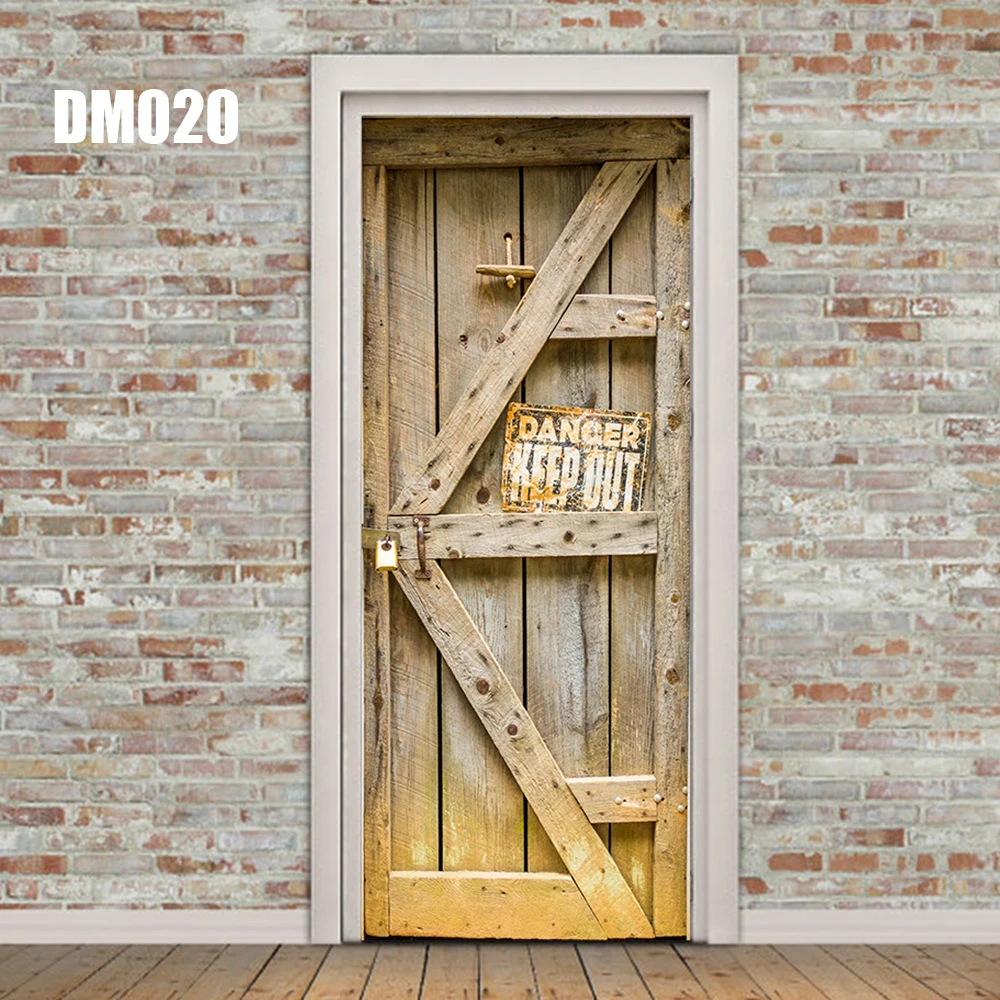 3D деревянные двери Наклейка дерево отверстие, светильник, Зеленая Арка настенные самоклеющиеся виниловые съемные настенные плакаты двери обои