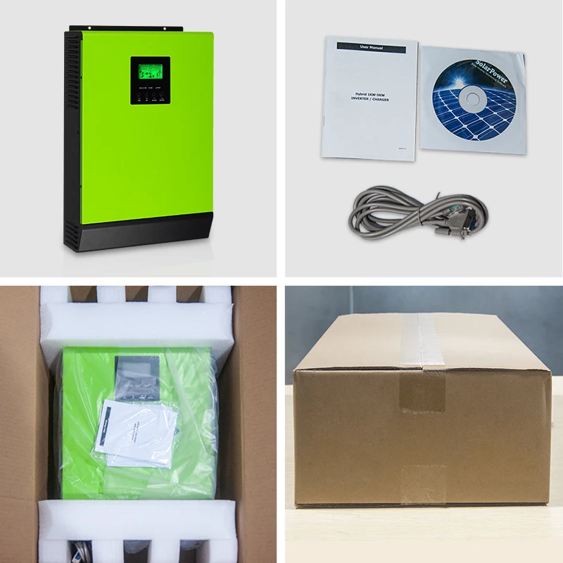 12V 24V Сетевой инвертор 80A MPPT Гибридный солнечный 1000w 2000w 220V чистый синусоидальный 60A