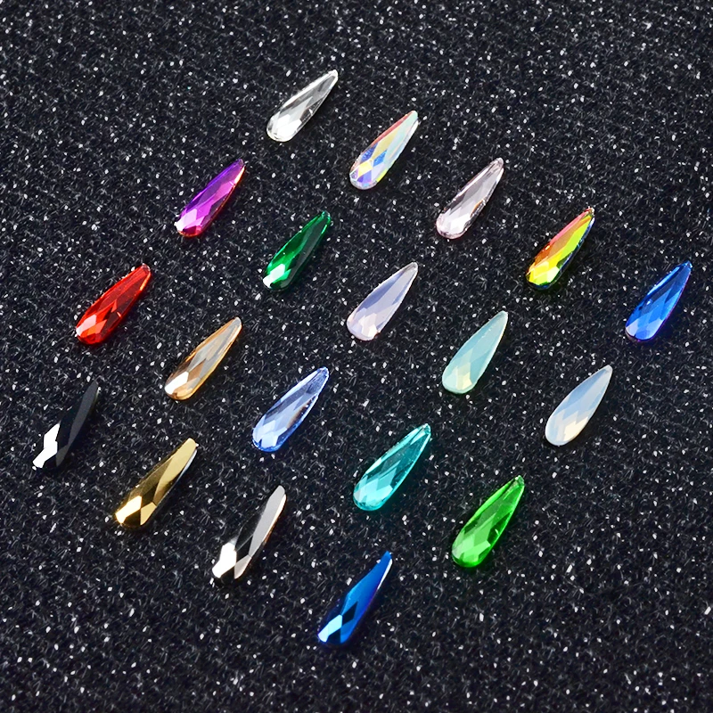 Украшения для ногтей блестящие стеклянные 3D Стразы в форме капли воды золотые