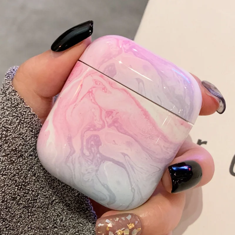 Style 1 Новые Агатовые мраморные Жесткий Чехол для Apple Airpods 1/2 чехол защитный чехол Bluetooth беспроводной чехол для наушников чехол для зарядки сумки - Цвет: Style 1