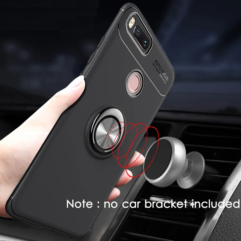 Shockproof 360 Megnetic Metal Holder Stand Finger Ring Case For Xiaomi Mi A1 A2 6 MiA2 Matte Soft Rubber Gel TPU Fundas |
