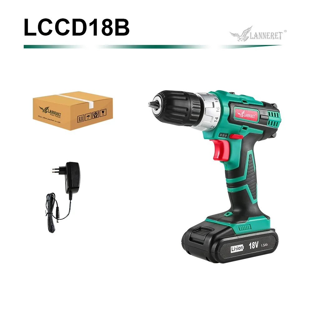 LANNERET 18V 45Nm DC литий-ионный Батарея 3/8 дюймов 2-Скорость электрическая дрель Мини Электрическая отвертка Беспроводной Мощность драйвер