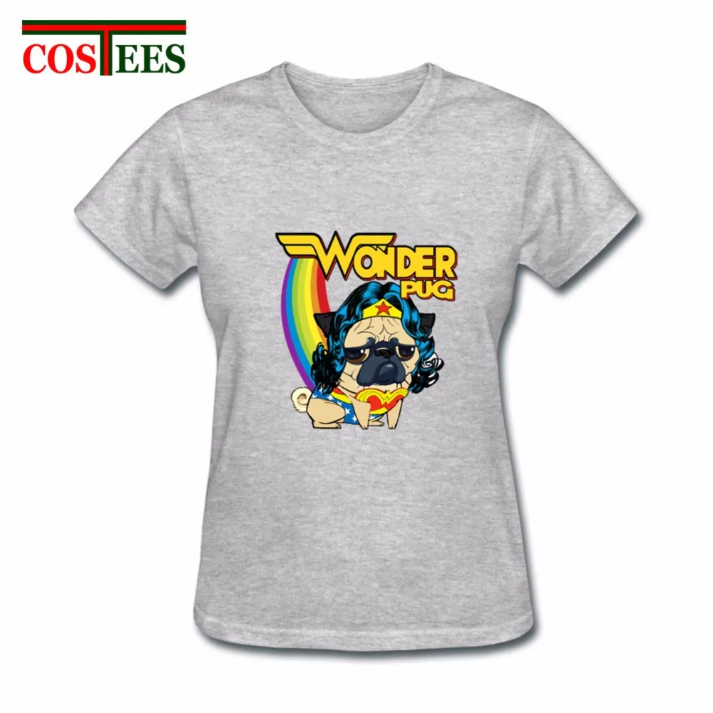 Camisetas/Летняя футболка wonder с чудо Мопсом Женская Радужная единорогом женская для
