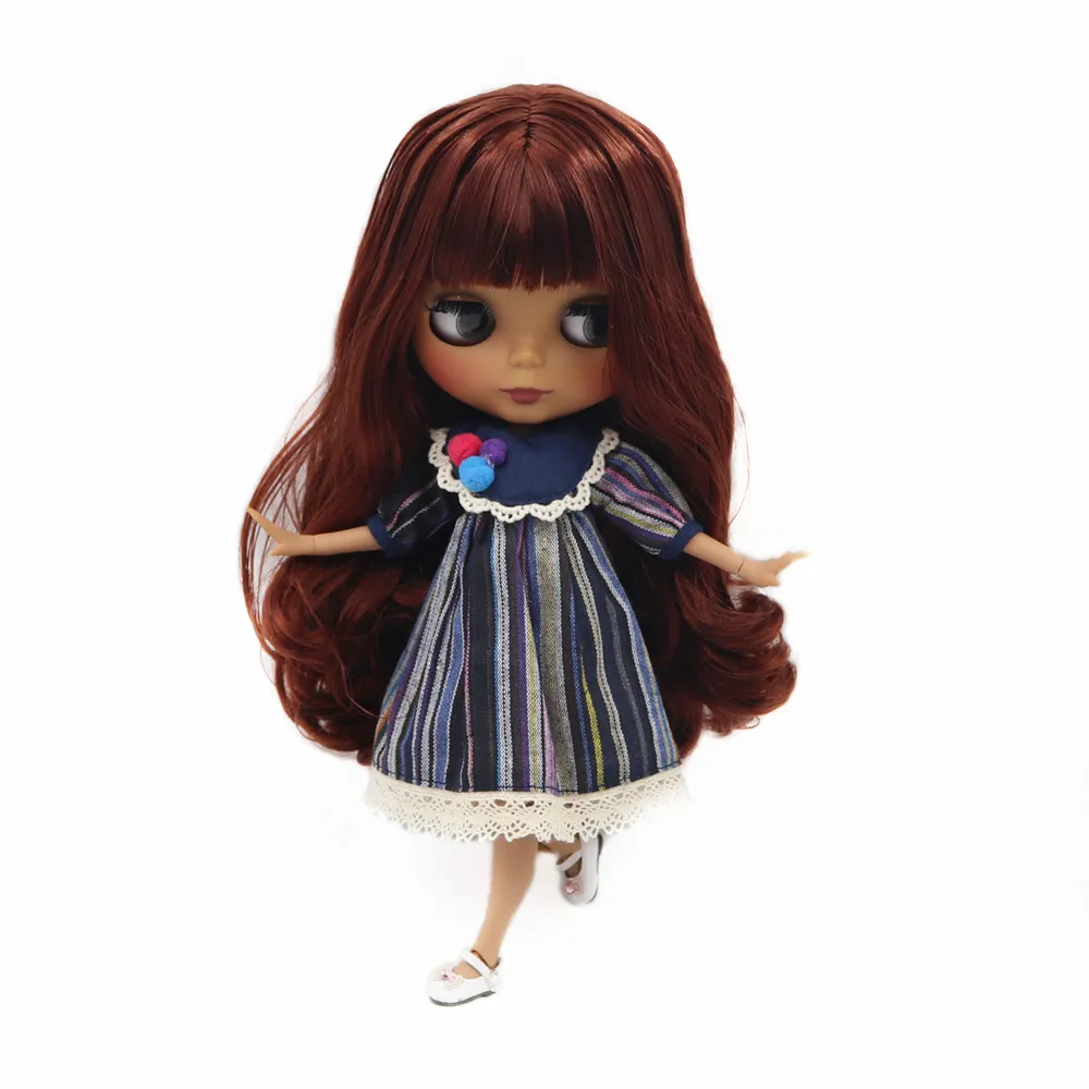 Ледяной DBS Blyth кукольные 1/6 bjd с красными вьющиеся волосы темной кожи и матовой