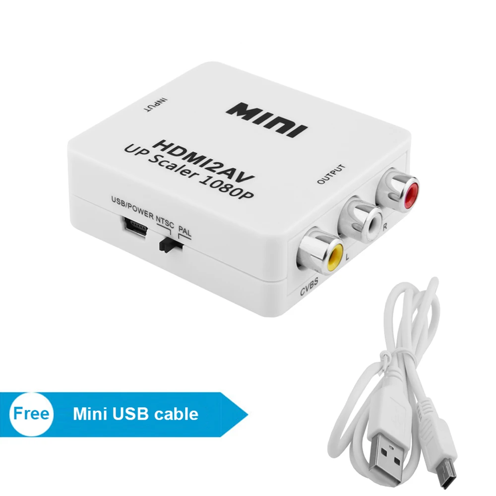 Мини HD видео конвертер Box HDMI в RCA AV/CVSB L/R 1080P HDMI2AV поддержка NTSC PAL выход AV