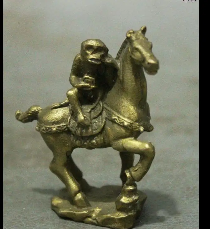 671115491++++Chinese Auspicious Pure Brass Year Zodic Monkey Hold Seal Ride Horse Art Statue | Statues &amp Sculptures