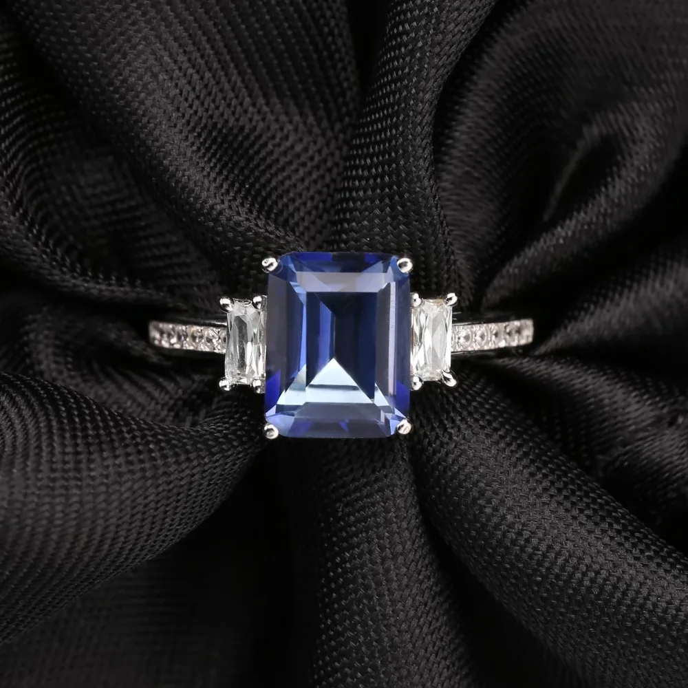 GEM'S BALLET Natural Iolite Blue Mystic Quartz Gemstone Earrings Ring Set Pure 925 Sterling Silver Fine Jewelry Sets For Women |