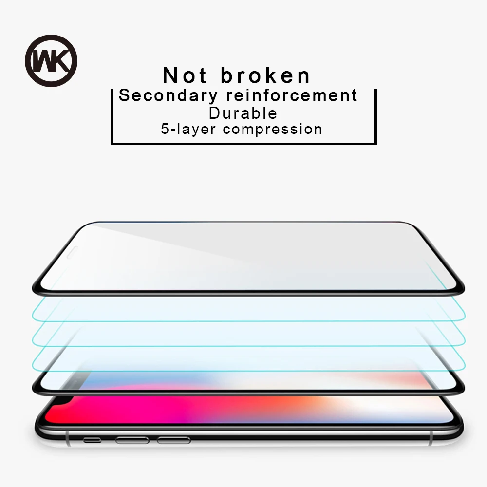 WK закаленное стекло для iPhone XS Max защита экрана полное Защитное XR 6 6S 7 8 Plus X |