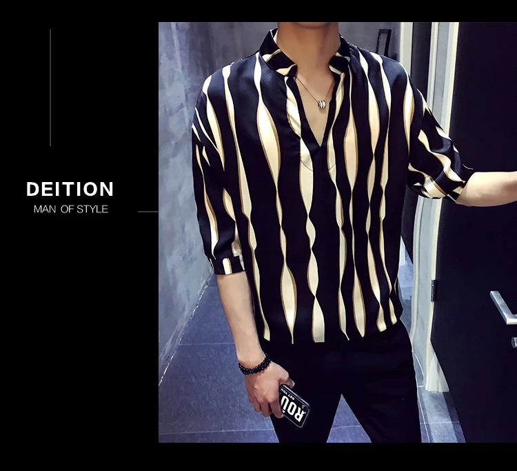 Полосатый пуловер, мужская рубашка herren hemd camisa masculina, мужская рубашка, корейская мода, Стильная дизайнерская мужская рубашка