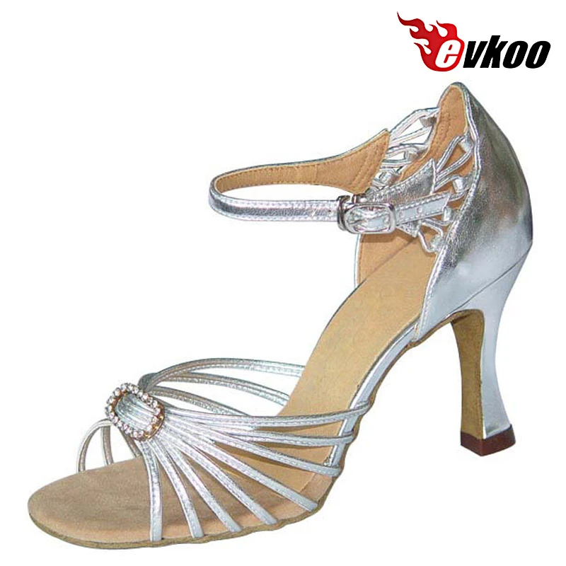 Evkoodance Brand Lady Shoes Salsa Dance 7cm Heel Pu With Crystal Buckle Latin Evkoo-202 | Спорт и развлечения