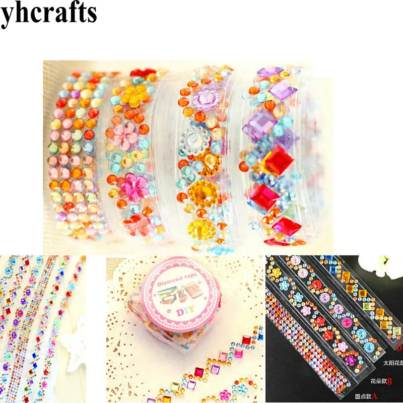 Cinta de diamante acr&iacute;lico para manualidades, kit de etiquetas extra&iacute;bles, juguetes de guarder&iacute;a, art&iacute;culos de actividades decorativas, 1 rollo por lote-0