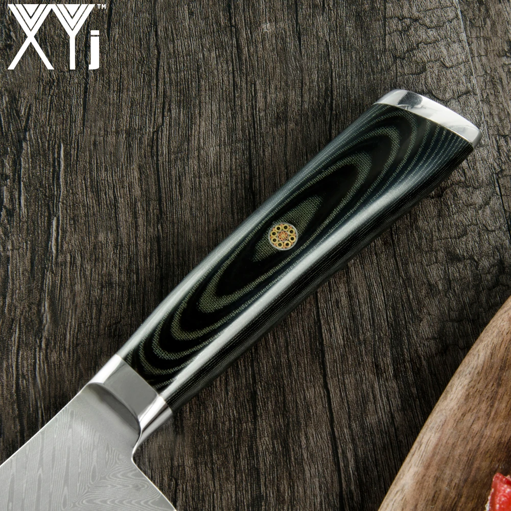 XYj шеф повар Дамасская сталь кухонный нож 8 ''VG10 острое лезвие для